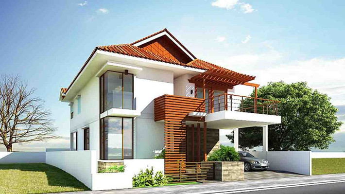 Nhà mái thái nông thôn là sự kết hợp hài hòa kiểu dáng thiết kế hiện đại với phong cách mới đồng quê gần gũi. Ảnh: Nhadepsang.