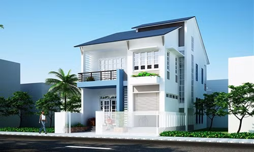 Nhà vuông 2 tầng mái thái mang đến cái nhìn mới mẻ, thiết kế nghệ thuật hơn và ấn tượng hơn. Sau đây là những mẫu nhà 2 tầng mái thái đẹp ấn tượng, dự báo sẽ "lên ngôi" năm 2019. Ảnh: Nhadepsang.