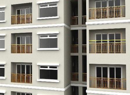 Sau khi dát vàng xong thang máy tòa tháp đôi, ông Đường tiếp tục dát vàng cả phào chỉ sảnh đón và thành lan can của Tòa chung cư Hòa Bình Green City tọa lạc tại 505 Minh Khai, Hai Bà Trưng, Hà Nội.