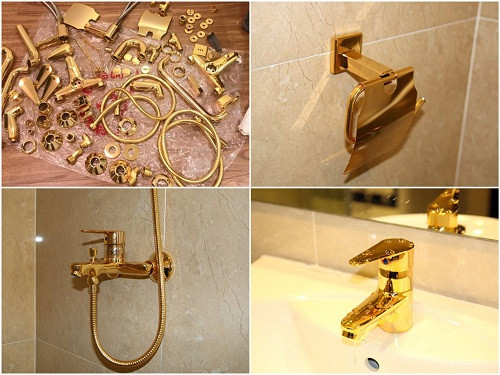 Có đại gia Hà Nội còn vung tiền của không ít để dát vàng nội thất trong nhà. Một doanh nhân ở Hà Nội mua một căn hộ giá ba tỷ đồng và chi thêm hơn một tỷ đồng nữa để tân trang đồ dùng trong nhà. Ảnh: Nguyên Khôi.