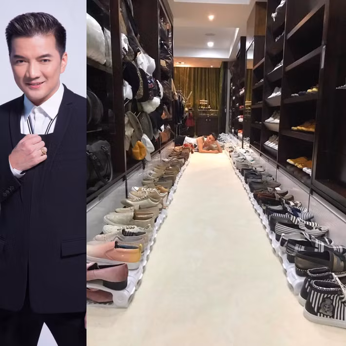 Tủ đồ phân 20 khu trong biệt thự của Đàm Vĩnh Hưng gồm những thương hiệu lớn như Gucci, Hermes, Louis Vuitton,...cùng những bộ comple có giá vài ngàn đến chục ngàn USD. Nguồn ảnh: FBNV, Instagram.