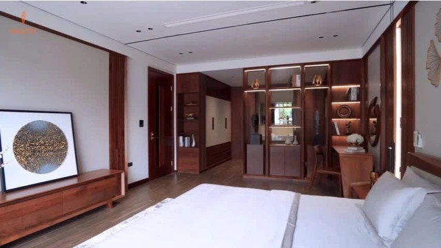 4 phòng ngủ tạo ra sự ấm cúng, giản dị với tone màu gỗ. Ảnh chụp màn hình