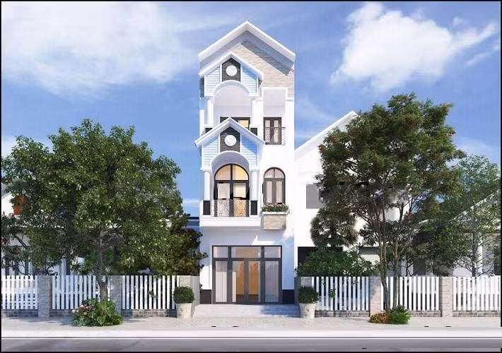 Nhà 3 tầng mái thái hướng đến phong cách tân cổ điển nhưng được cách điệu một cách hiện đại. Ảnh: Wedo