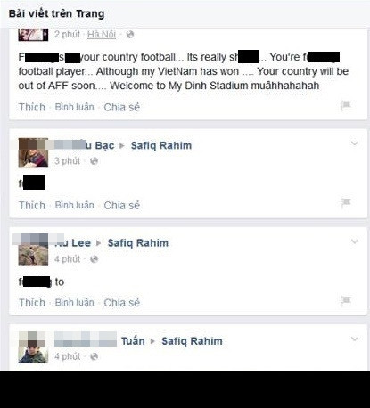 Ngay lập tức, những lời chỉ trích, thậm chí rất nặng lời của cư dân mạng Việt Nam đã ném về trang cá nhân của Holigoon này và cầu thủ Safiq Rahim không ngớt vì đã có nhiều hành động không đẹp. Tuy nhiên các fan Việt cũng đang nhắc nhở nhau nên hạn chế những lời lẽ thô tục, hành xử, bình luận quá lố để bảo vệ hình ảnh đẹp của CĐV bóng đá Việt Nam nói chung.