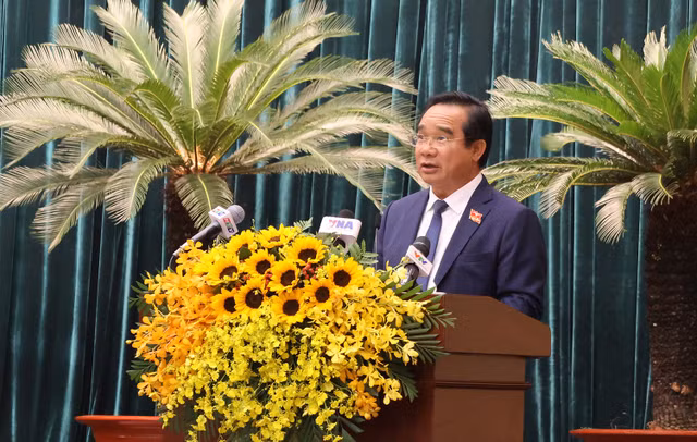 Chủ tịch UBND TP.Hồ Chí Minh khóa XI Nguyễn Văn Được phát biểu nhận nhiệm vụ