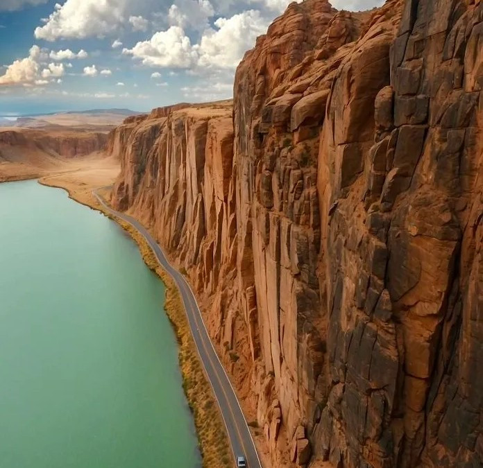 Con đường ấn tượng ở Moab, Utah, Mỹ, nhìn từ trên cao.