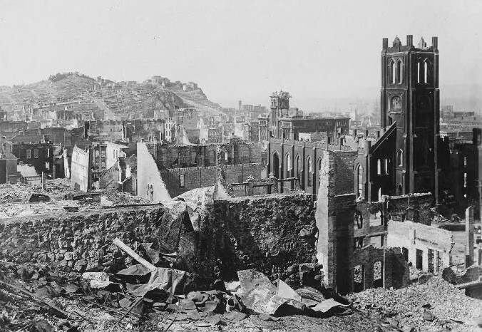 Cảnh tượng sau trận động đất ở San Francisco năm 1906.