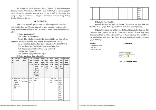 Quyết định KQ2500188726_2505161044 ngày 16/5 của Ban Quản lý các dự án huyện Đồng Phú. Nguồn MSC 4.png