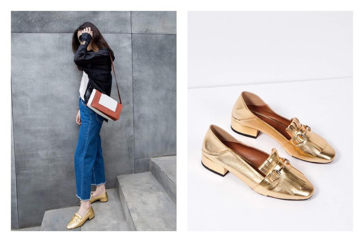 Giày loafers gam màu golden rất phù hợp trong mùa lễ Tết bởi mang đến sự nổi bật, sang chảnh mà không thiếu đi vẻ lịch sự Đặc biệt, giày loafers gam màu golden là lựa chọn rất phù hợp trong mùa lễ Tết bởi mang đến sự nổi bật, sang chảnh mà không thiếu đi vẻ lịch sự. Màu golden đã rất nổi bật rồi nên một lưu ý nhỏ dành cho quý cô đó là nên ưu tiên diện cùng trang phục đơn giản. Giày trong suốt cá tính Giày trong suốt nằm trong cơn sốt phụ kiện trong suốt từ năm 2018 đến giờ vẫn chưa có dấu hiệu hạ nhiệt. Những đôi giày trong suốt có thiết kế đơn giản nhưng mang đến nét đẹp hiện đại và cá tính cho người mang.