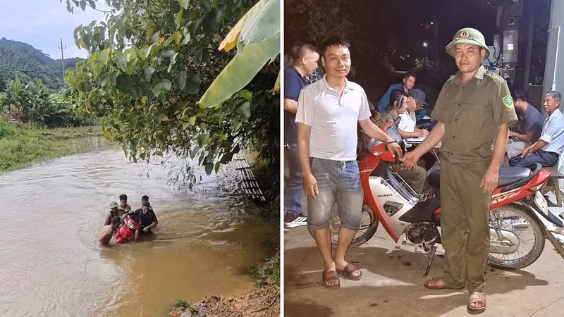 Lào Cai kịp thời cứu người đàn ông đi xe máy bị lũ cuốn 