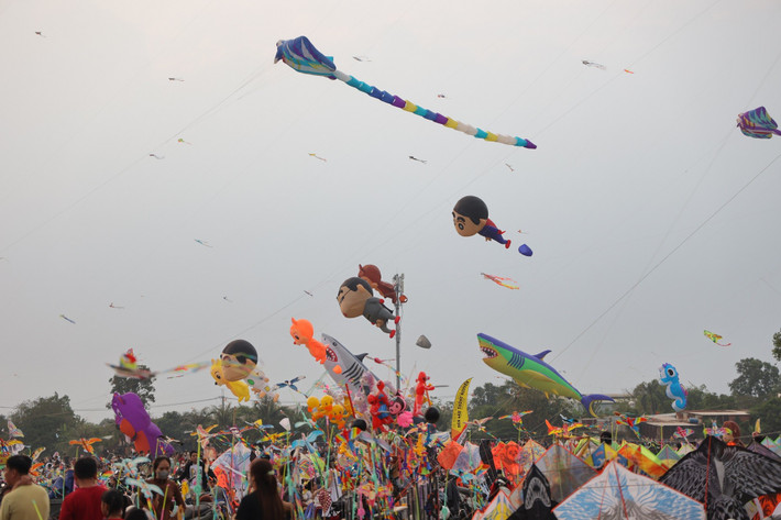 Chị Thanh Phương đưa con trai đến đây thả diều chia sẻ: “Lần đầu tôi thấy nhiều con diều lớn và đẹp như vậy cùng bay trên bầu trời, nhìn rất choáng ngợp. Không gian ở đây thoáng đãng, phù hợp để gia đình đưa trẻ nhỏ đến vui chơi, thư giãn sau giờ làm việc”.