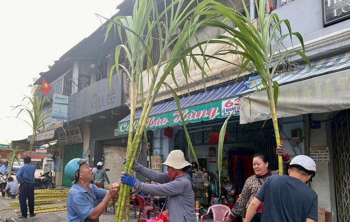 “Năm nào tôi cũng đến đây mua mía vàng cúng vía Trời với hy vọng năm mới làm ăn thuận lợi. So với những năm trước, năm nay giá mía cũng không cao”, người đàn ông cho biết.