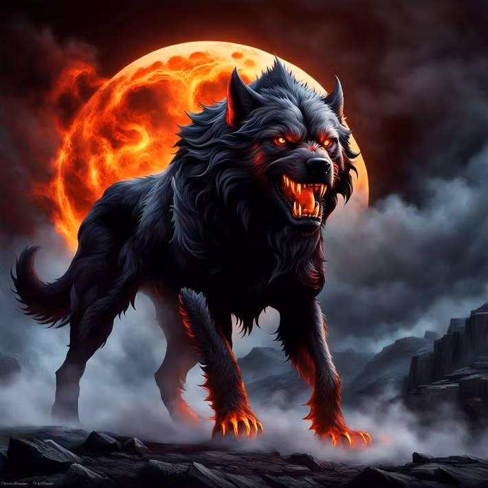  12. Garmr. Miêu tả: Con chó khổng lồ canh giữ lối vào Helheim, vương quốc của Hel. Sức mạnh: Sức mạnh to lớn và bảo vệ cổng địa ngục. Ảnh: Pinterest.