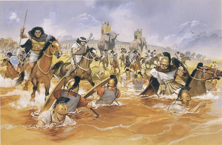 Bị khiêu khích bất ngờ, Sempronius Longus lập tức cho quân vượt sông để tử chiến với Hannibal. Quyết định có phần nóng vội này đã khiến người La Mã phải trả giá đắt. Phía La Mã đã phải lội nước ngang tới ngực dưới mưa tuyết, lại chưa kịp ăn sáng nên thể lực hao tổn rất nhanh.