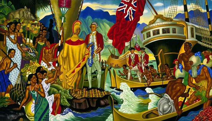 Cook và thủy thủ đoàn của ông đã được chào đón bởi người Hawaii bản địa, những người đã bị mê hoặc bởi các con tàu của châu Âu và việc sử dụng sắt của họ. Cook nuôi đoàn tàu của mình bằng cách đổi kim loại lấy các sản vật địa phương.