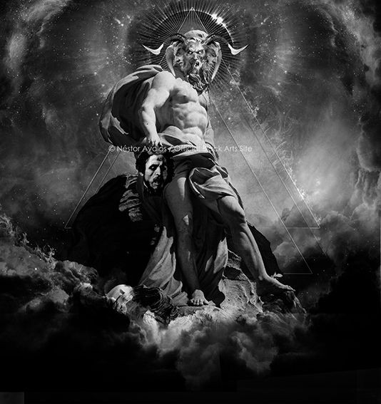  2. Hình tượng Satan trong Kitô giáo. Satan trở thành biểu tượng của cái ác tuyệt đối trong Kitô giáo, đặc biệt là trong Tân Ước. Ở đây, Satan xuất hiện như một kẻ cám dỗ Jesus trong sa mạc và là đối thủ chính của Thiên Chúa. Ảnh: Pinterest.