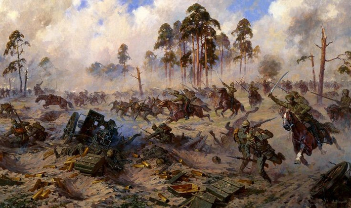  Quân Đức bao vây hoàn toàn Tập đoàn quân số 2 của Nga. Khoảng 92.000 lính Nga bị bắt làm tù binh, hàng chục nghìn người thiệt mạng. Ảnh: Pinterest.