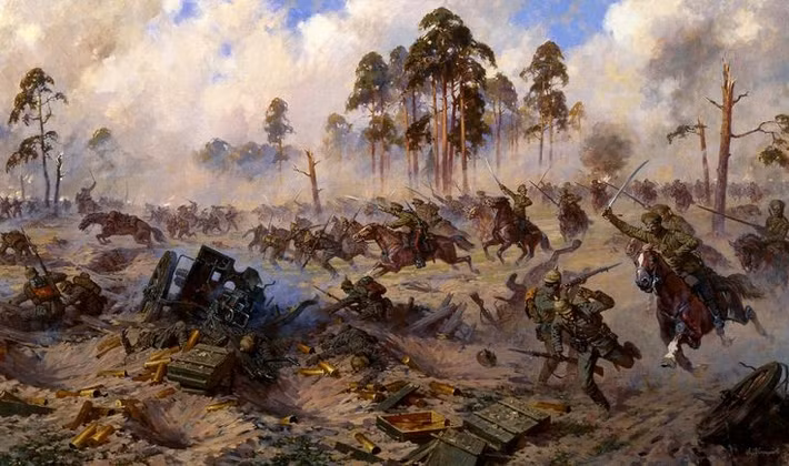  Quân Đức bao vây hoàn toàn Tập đoàn quân số 2 của Nga. Khoảng 92.000 lính Nga bị bắt làm tù binh, hàng chục nghìn người thiệt mạng. Ảnh: Pinterest.