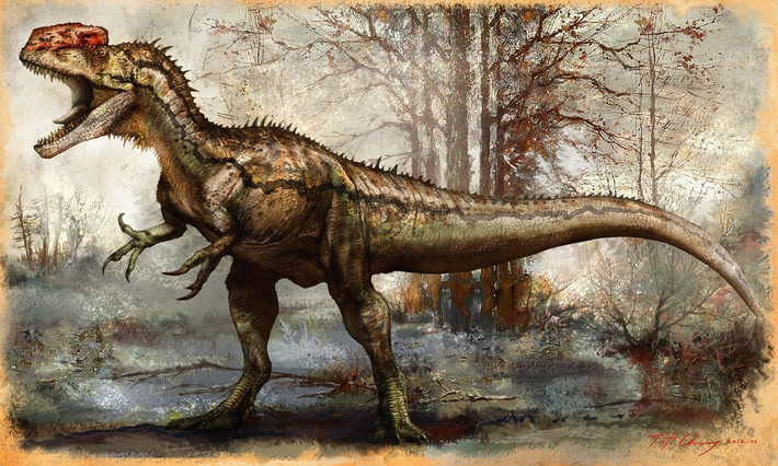  Tên gọi nghĩa là “thằn lằn mào đơn”. Tên gọi Monolophosaurus có nguồn gốc từ tiếng Hy Lạp, trong đó “mono” nghĩa là một, “lophos” là mào và “sauros” là thằn lằn, ám chỉ chiếc mào xương lớn chạy dọc trên đỉnh hộp sọ. Đặc điểm này khiến nó khác biệt rõ rệt so với nhiều khủng long ăn thịt khác. Ảnh: Pinterest.