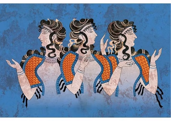  Khái niệm “không chiến tranh” vẫn gây tranh luận. Một số học giả cho rằng Minoan không hoàn toàn hòa bình, nhưng rõ ràng họ khác biệt khi đặt kinh tế, nghi lễ và biển cả lên trên bạo lực quân sự. Ảnh: Pinterest.