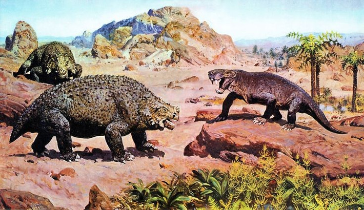  Không phải khủng long. Dù có tên gọi “na ná” các loài khủng long với hậu tố “saurus”, Scutosaurus là một loài bò sát xuất hiện trước khi khủng long ra đời hàng chục triệu năm. Ảnh: Pinterest.