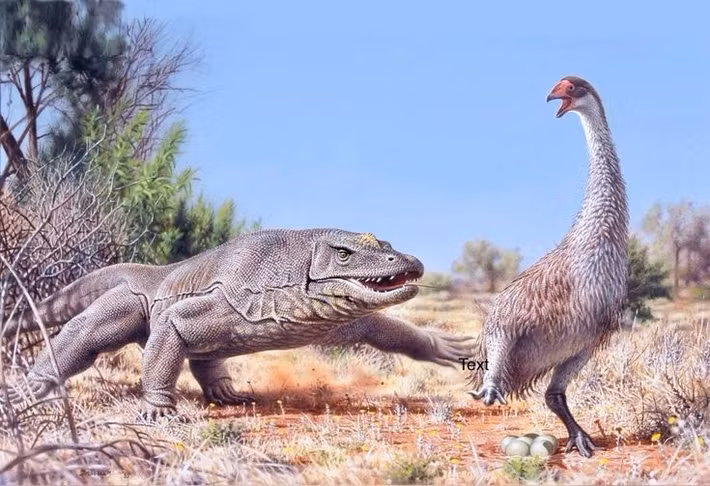  Thằn lằn lớn nhất từng được biết đến. Kỳ đà khổng lồ có thể dài tới 5–7 mét và nặng hơn 500 kg theo một số ước tính. Kích thước này khiến nó trở thành loài thằn lằn trên cạn lớn nhất trong lịch sử Trái Đất. Ảnh: Pinterest.