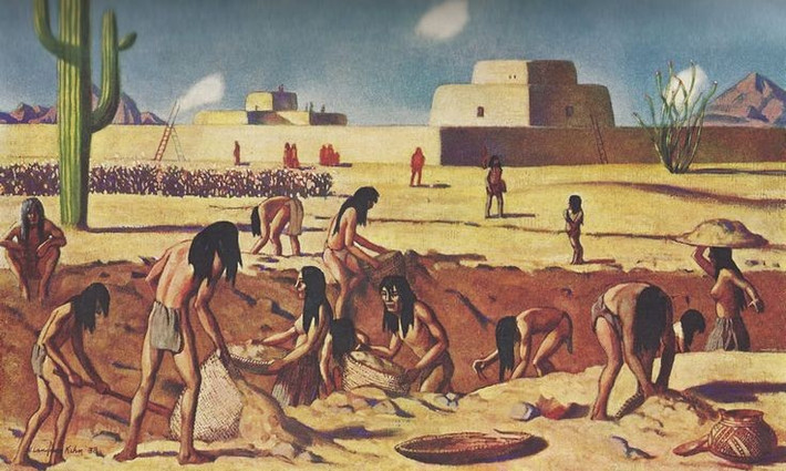  Nông nghiệp là nền tảng sinh tồn. Người Pueblo trồng ngô, đậu và bí – bộ ba cây trồng truyền thống thích nghi tốt với khí hậu khô hạn. Ảnh: Pinterest.