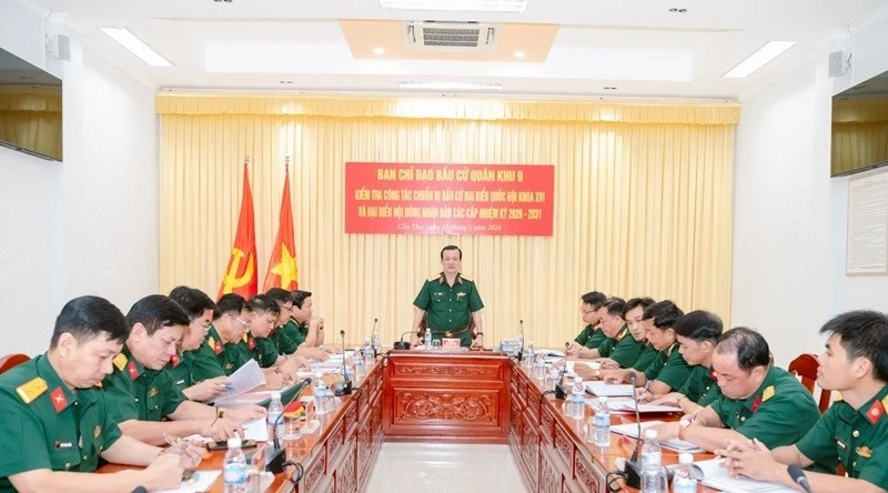 Kiểm tra thực tế công tác chuẩn bị bầu cử tại Bộ CHQS TP Cần Thơ