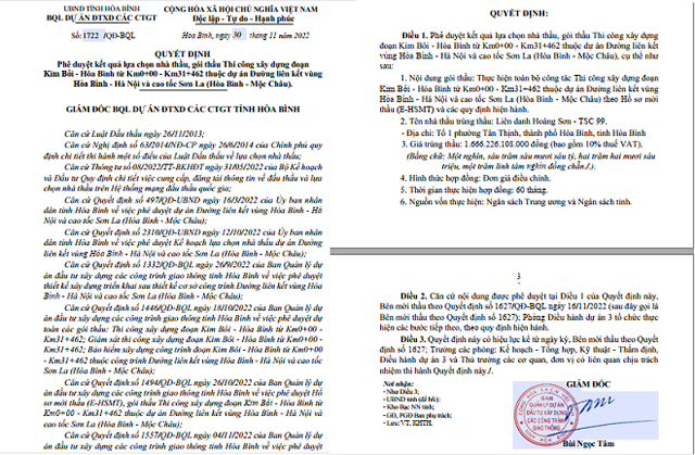 Ho so lien danh trung du an 1.600 ty o Hoa Binh