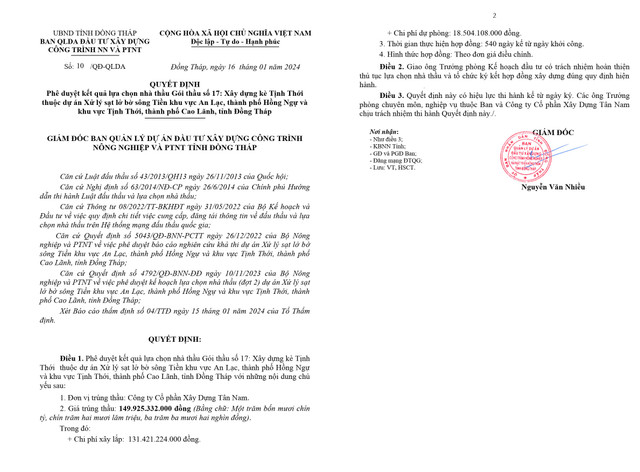 Liên danh Tân Nam - Thới Bình sẽ thi công gói thầu Kè bờ sông thành phố Bạc Liêu (đoạn 4) - Hình 2 Lien danh Tan Nam - Thoi Binh se thi cong goi thau Ke bo song thanh pho Bac Lieu (doan 4)-Hinh-2