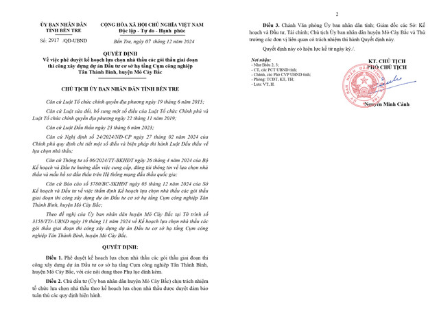 Bến Tre: Gói thầu xây dựng trên 30 tỷ về tay Cty Hữu Thịnh Ben Tre: Goi thau xay dung tren 30 ty ve tay Cty Huu Thinh