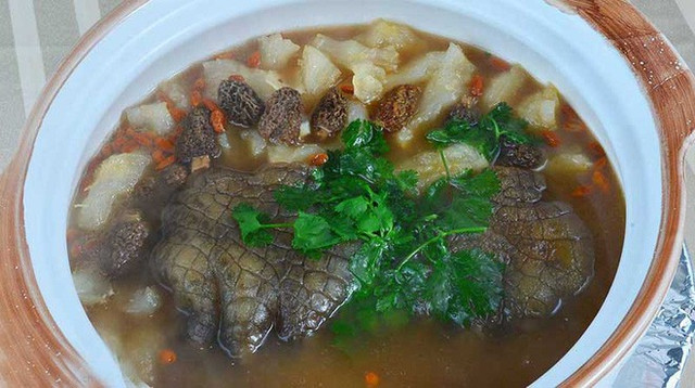 Người yếu tim bỏ chạy mất dép khi thấy món súp chân cá sấu của Singapore - Hình 2 Nguoi yeu tim bo chay mat dep khi thay mon sup chan ca sau cua Singapore-Hinh-2