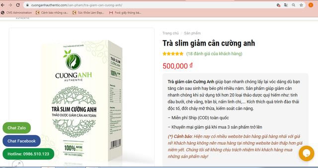 Trà giảm cân Cường Anh đầy sai phạm, còn dính chất cấm Sibutramine? Tra giam can Cuong Anh day sai pham, con dinh chat cam Sibutramine?