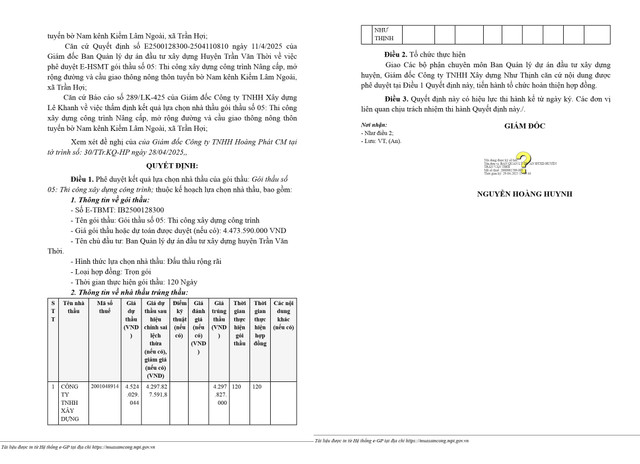 Ca Mau: Cong ty Nhu Thinh trung thau nang cap duong GTNT hon 4 ty