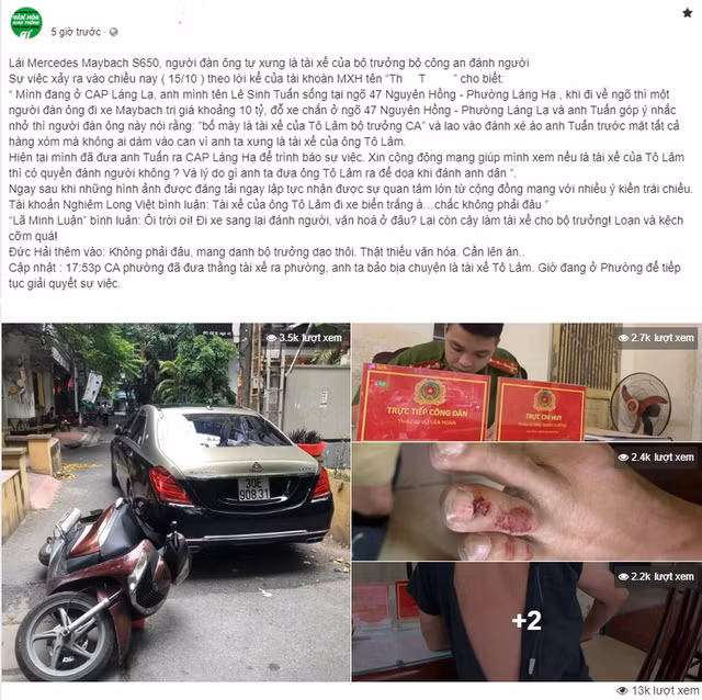 Thong tin moi nhat vu tai xe Maybach S650 xung lai xe Bo truong Cong an danh nguoi