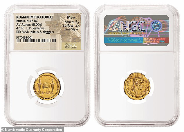 “Độc lạ” đồng xu vàng ròng in hình hung thủ ám sát tướng La Mã - Hình 2 “Doc la” dong xu vang rong in hinh hung thu am sat tuong La Ma-Hinh-2