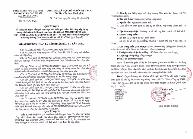 Công ty Tâm Thủy sẽ thi công mở rộng đường Chu Văn An tại Trà Vinh Cong ty Tam Thuy se thi cong mo rong duong Chu Van An tai Tra Vinh