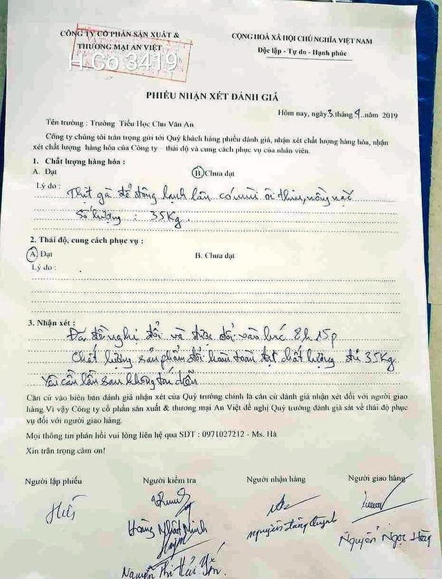 Thịt gà “thối” Halo Food vào bếp TH Chu Văn An: Cần xử lý nhà trường, nhà cung cấp An Việt - Hình 3 Thit ga “thoi” Halo Food vao bep TH Chu Van An: Can xu ly nha truong, nha cung cap An Viet-Hinh-3