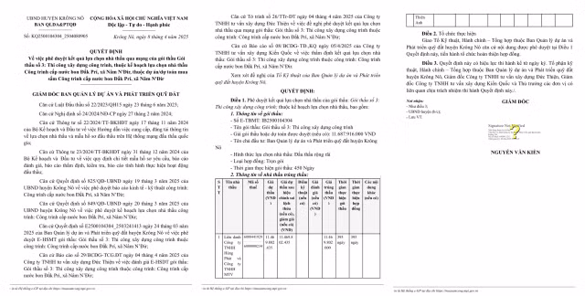 Dak Nong: Lien danh 2 thanh vien trung goi thi cong cap nuoc bon Dak Pri