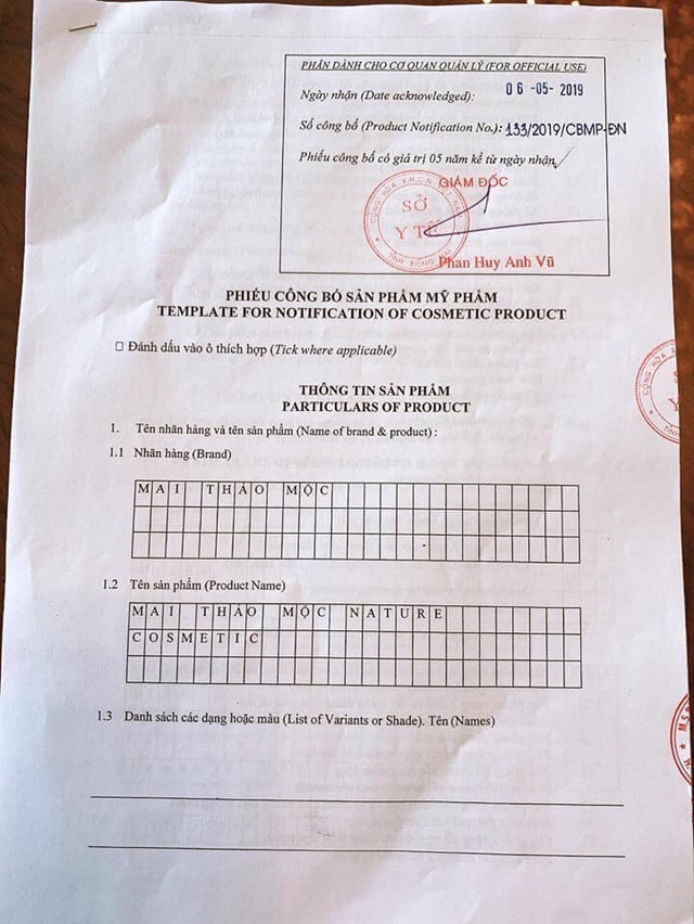 Mĩ phẩm Mai Thảo Mộc: Có dấu hiệu sai phạm pháp luật? - Hình 2 Mi pham Mai Thao Moc: Co dau hieu sai pham phap luat?-Hinh-2