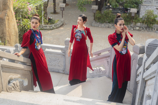 Hoa hau Phan Thu Quyen trong BTS ao dai 'Dang Viet muon noi' NTK ao dai Nhat Dung-Hinh-4