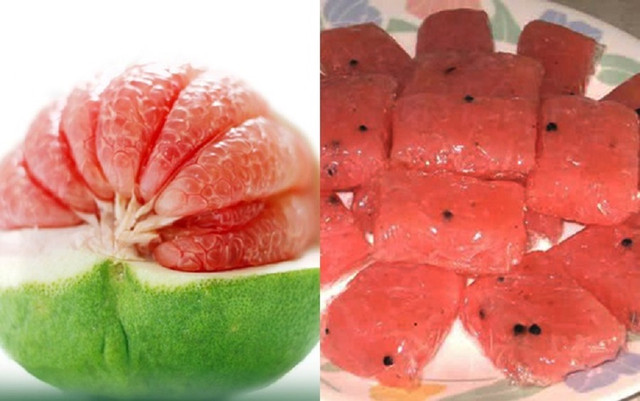 Độc đáo món nem bưởi đặc sản chay làm từ vỏ bưởi - Hình 3 Doc dao mon nem buoi dac san chay lam tu vo buoi-Hinh-3