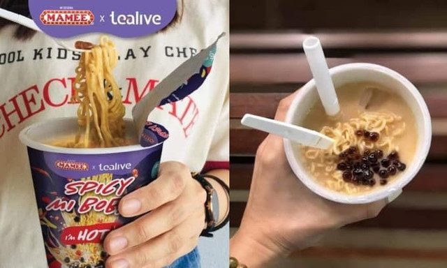 Độc lạ món mì tôm trà sữa trân châu gây sốt Doc la mon mi tom tra sua tran chau gay sot