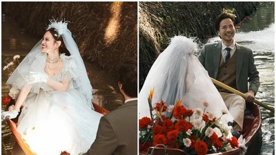 Đám cưới Sunny Đan Ngọc gây chú ý với màn rước dâu bằng xuồng hoa