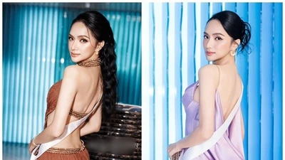 Hương Giang khoe lưng trần quyến rũ ở Miss Universe 2025