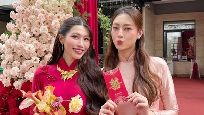 Lương Thùy Linh - Hoàng Thùy làm phù dâu cho Á hậu Quỳnh Châu