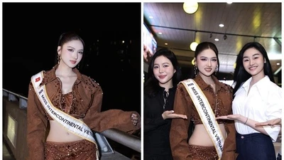 Á hậu Thu Ngân khoe vẻ quyến rũ ở sân bay, sẵn sàng thi nhan sắc quốc tế