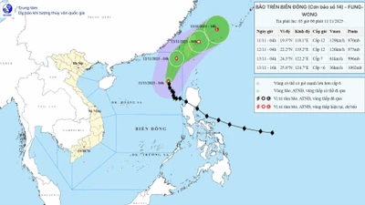 Cảnh báo gió mạnh và sóng lớn do bão Fung Wong ảnh hưởng Biển Đông