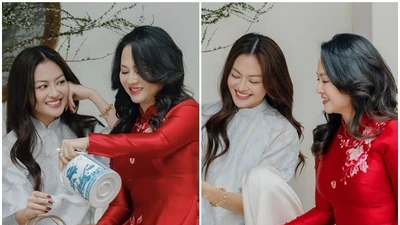 Mẹ ruột Thùy Anh gây chú ý với vẻ đẹp nền nã trong tà áo dài truyền thống