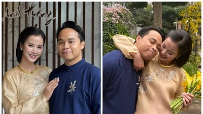 Á hậu Hương Ly và chồng doanh nhân tình tứ trong lễ vu quy